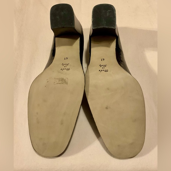 Marina Riva Vintage Black Heeled Loafer Crocodile-Embossed w/ Horse Bit Buckle - Picture 6 of 8